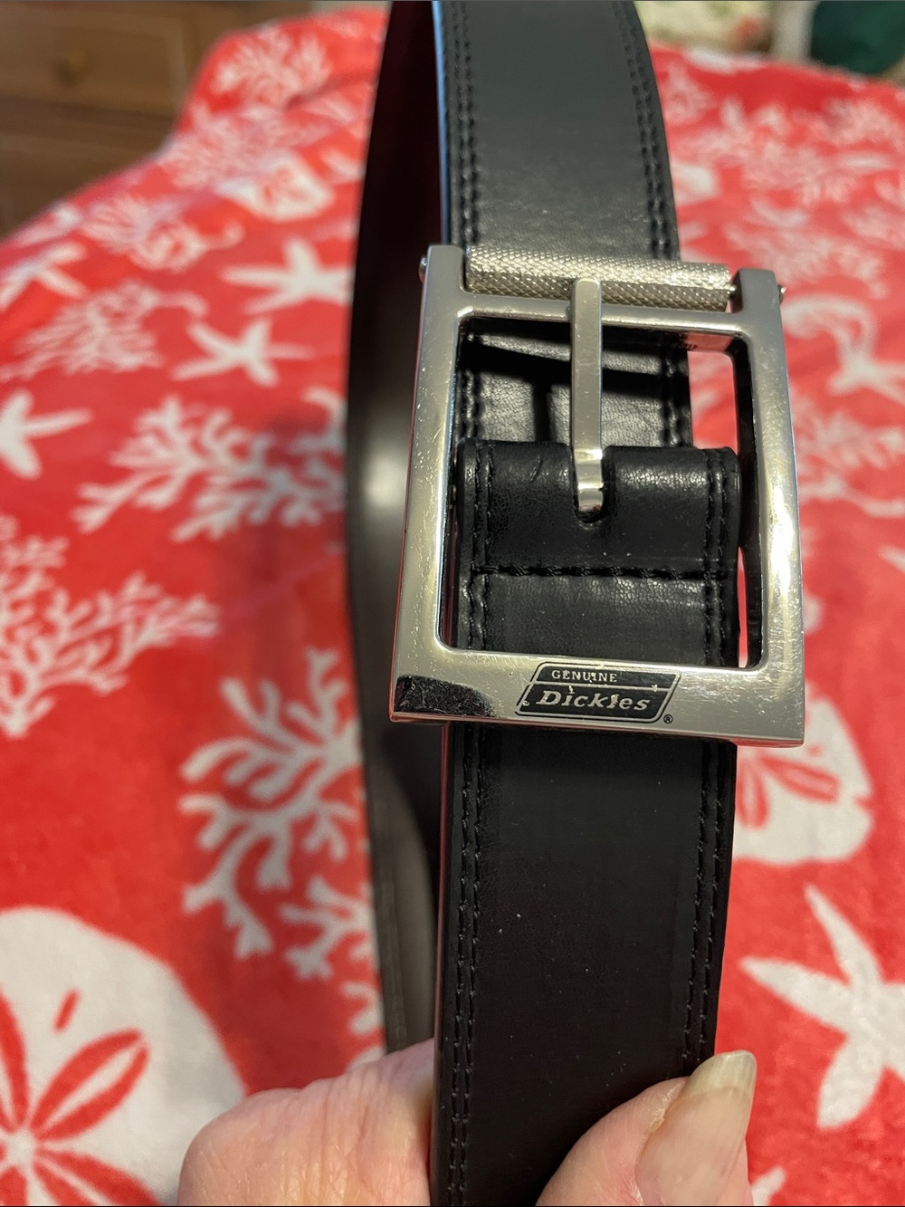 Dickies Black Leather Belt with Silver-Tone Buckle